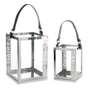 Lampion ze stali nierdzewnej i szkła