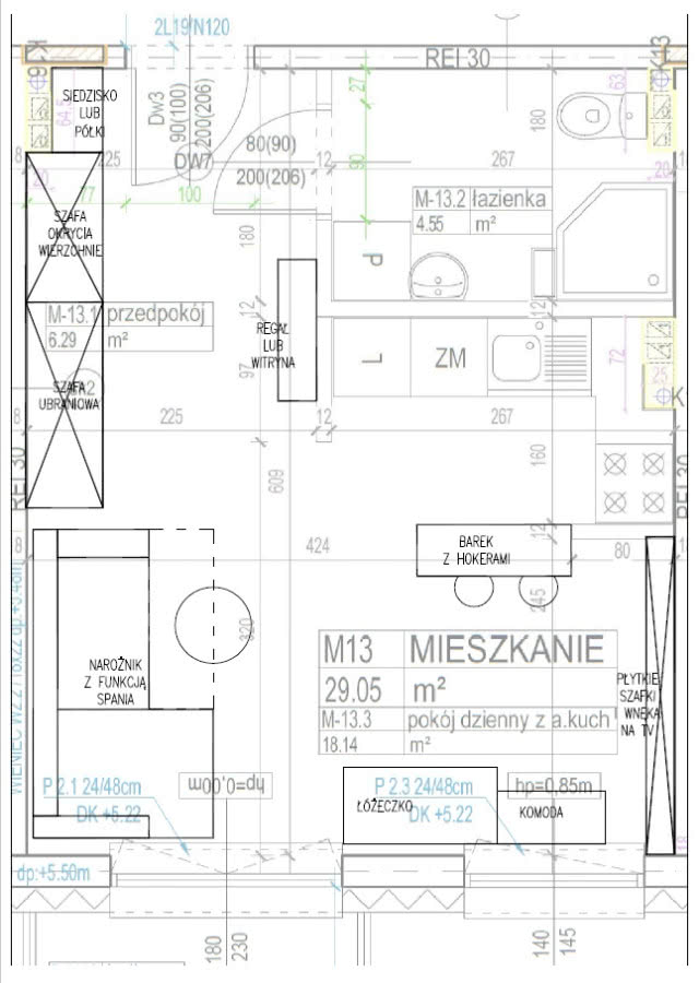 Aranżacja mieszkania 29m2