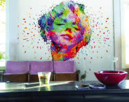 ściana wykończona grafiką
ścienną Marilyn z kolekcji
Abstract Colors włoskiej marki
Glamora