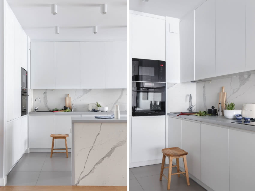 Duża i funkcjonalna
biała kuchnia...