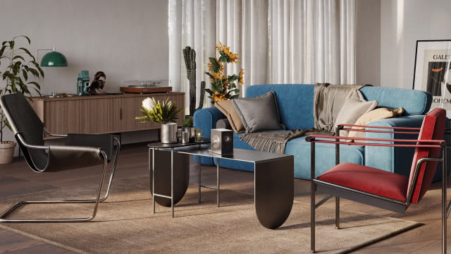 projektor na stoliku kawowym w salonie