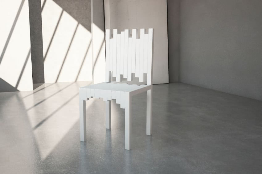 Krzesło Klio przypomina konstrukcję zbudowaną z...