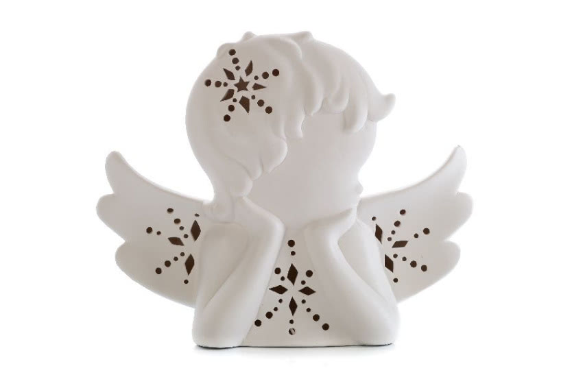 Porcelanowy aniołek w ażurowe gwiazdki,...
