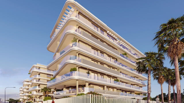 Apartamenty Santa Maria Sea w El Puig pod Walencją z przestronnymi tarasami i nowoczesną architekturą.