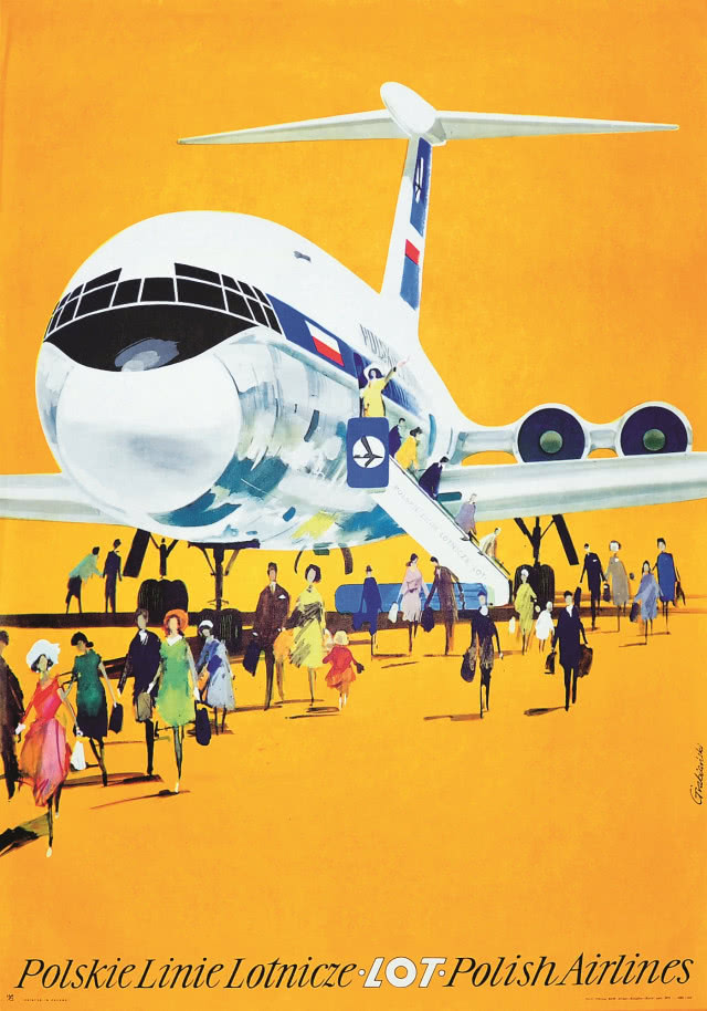 Plakat vintage samolot LOT
