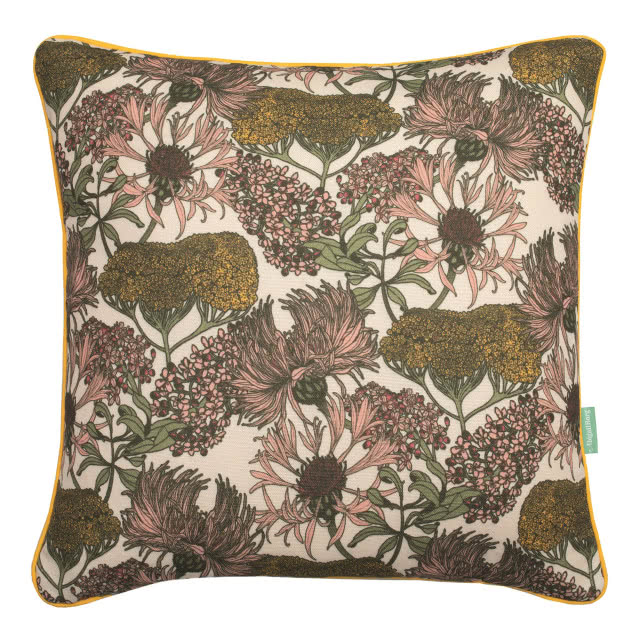 ciemna poduszka w kwiaty