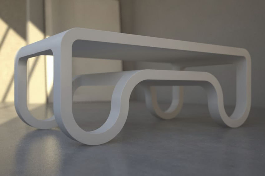 Płynna linia stolika Lynn stanowi echo projektów...