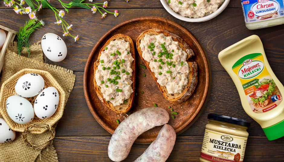 Pasta z białej kiełbasy z Majonezem Kieleckim i szczypiorkiem - przepis na pyszną Wielkanoc