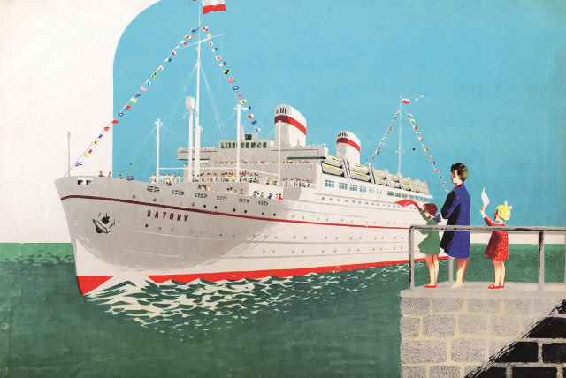 Plakat vintage statek