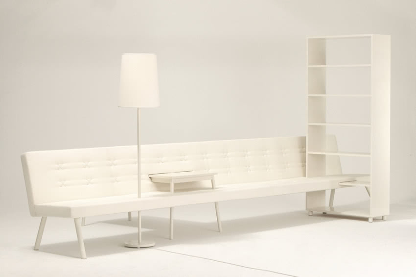 Sofa Set - połączenie sofy z regałem i stolikiem.