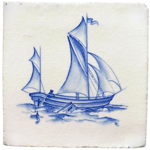 ceramiczna płytka ze statkiem