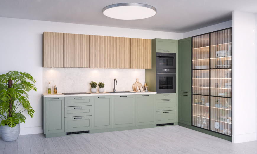 Szałwiowa elegancja i ciepło drewna - harmonijne wnętrze z kolekcją Qubik