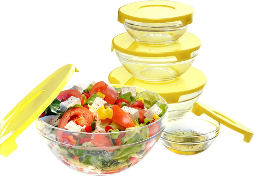 Szklane salaterki z pokrywkami - cena 11,82...