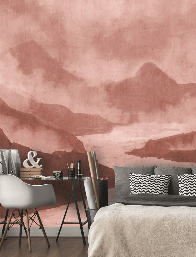 Oryginalna ściana ombre, coral