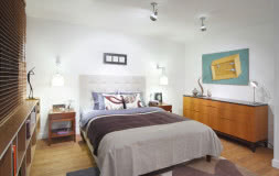 Sypialnia - łożko z tapicerowanym zagłówkiem