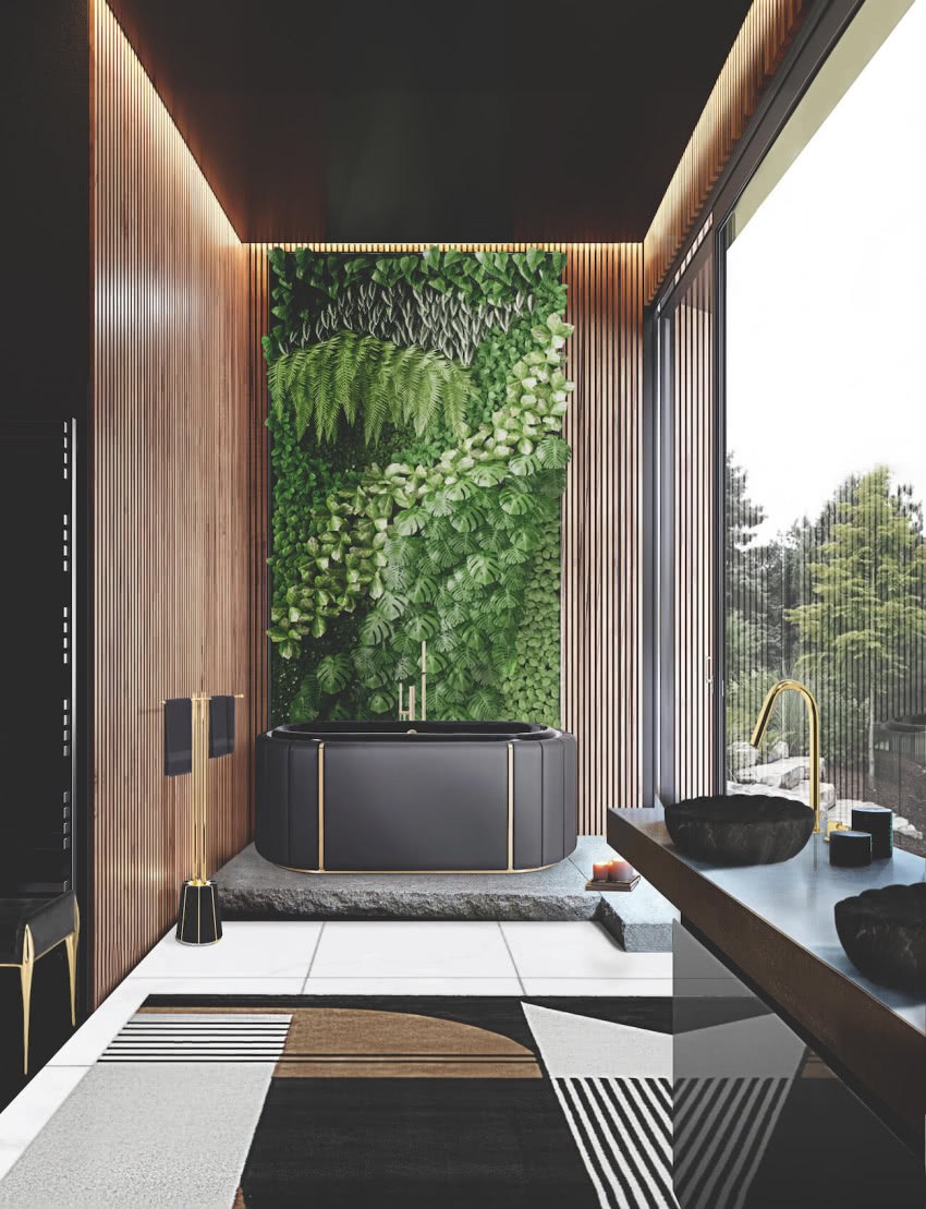 Ogród wertykalny w pokoju kąpielowym, MAISON...