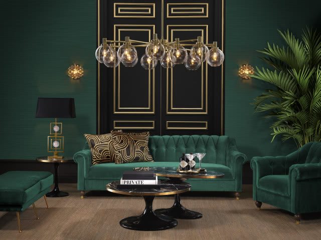 Butelkowa zieleń w salonie