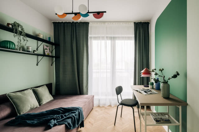 zielone ściany w pokoju