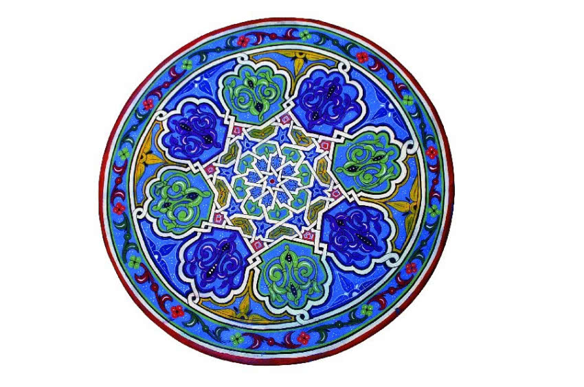 Ręcznie malowany marokański stolik, wys. 55 cm,...