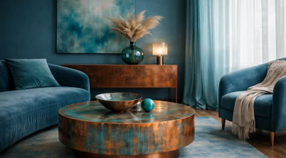 Turkusowa miedź wchodzi do wnętrz. Jeden z ciekawszych trendów 2026 roku