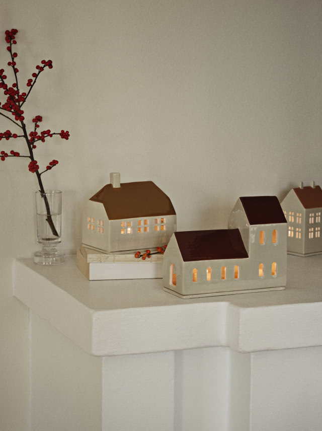 ceramiczne domki ozdoby świąteczne