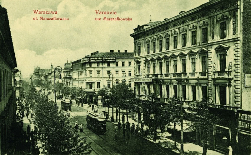 Pocztówka z Warszawy. Ulica Marszałkowska.
