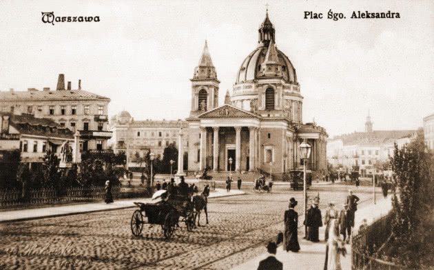 Zdjęcie starej Warszawy na pocztówce