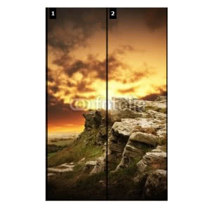 Naklejka na szafę - zdjęcie Sunset over mountains, wydruk podzielony na 2 części - każda po 80 x 260 cm (wymiary należy dopasować do wymiarów frontów szafy)