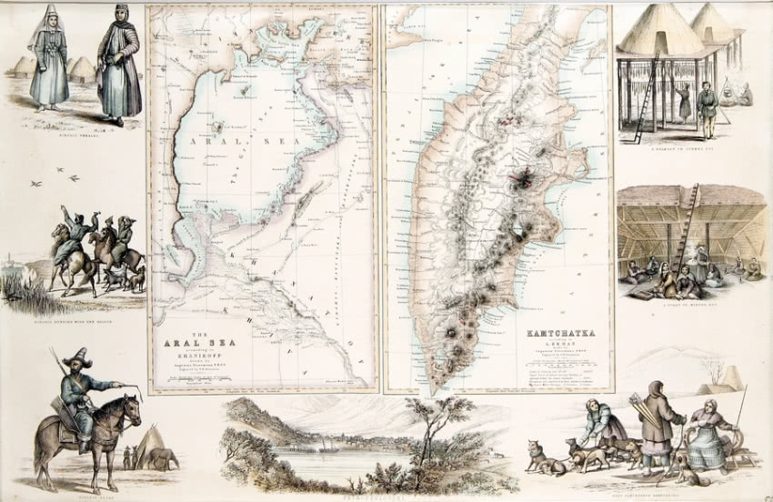 Mapa Morza Aralskiego i Kamczatki (1872),
wym....