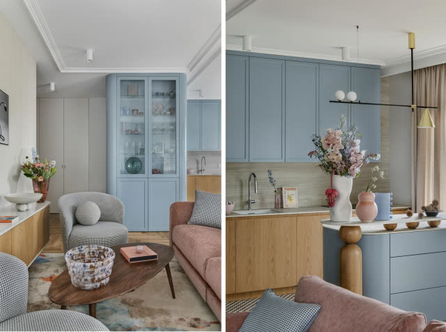 Niebieska kuchnia zabudowa