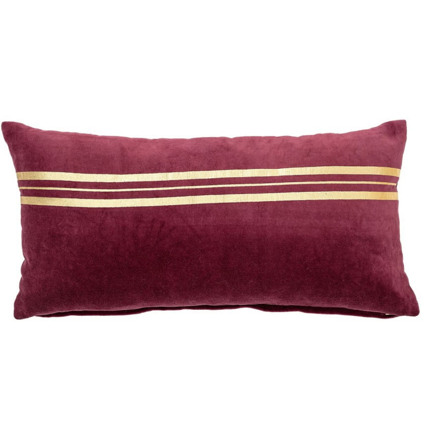 Poduszka dekoracyjna Gold Strips, bordowa,...