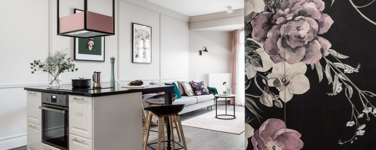 Gdański apartament - kwiaty motywem przewodnim