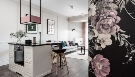 Gdański apartament - kwiaty motywem przewodnim