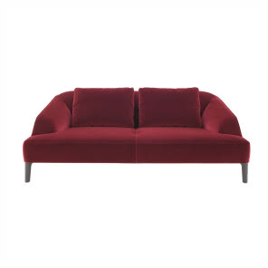 Burgundowa sofa na nóżkach