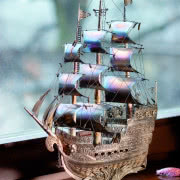 Srebrny model portugalskiego galeonu z przełomu...