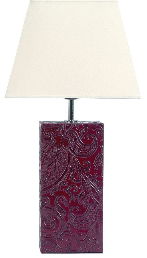 Lampa na podstawie pokrytej skórą z wytłoczonym...