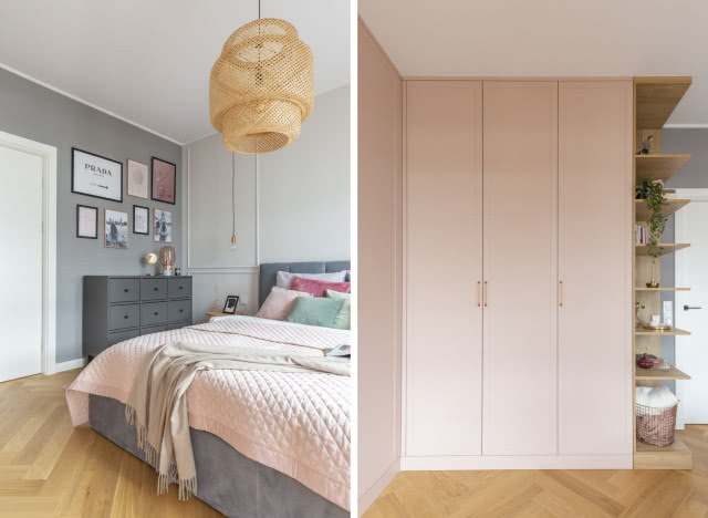 Różowa szafa w sypialni
