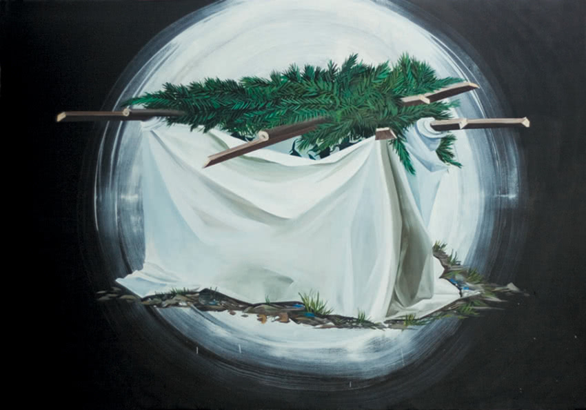 Joanna Mlącka, "Osłanianie", 2011 r., olej,...