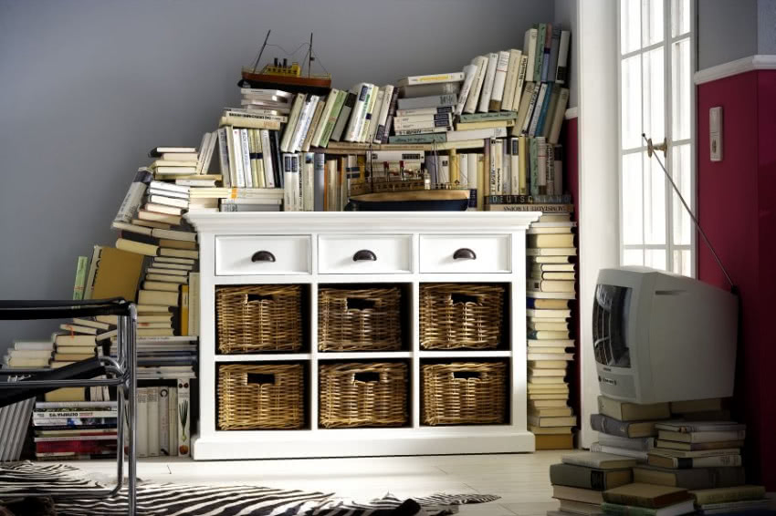 Copenhagen - komoda z sześcioma rattanowymi...