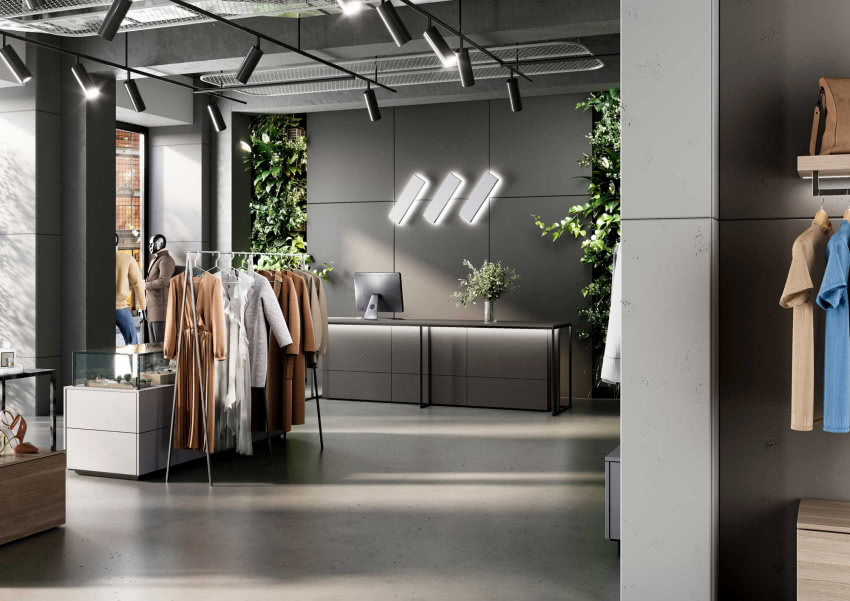 Wnętrze sklepu - nowoczesny fronty RAUVISIO CUBE...