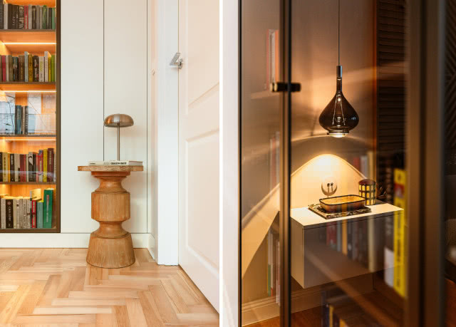 drewniane detale i klimatyczne oświetlenie