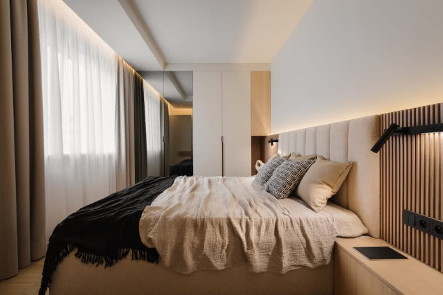 sypialnia kolor beżowy