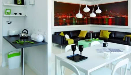 Mieszkanie z fototapetą w salonie