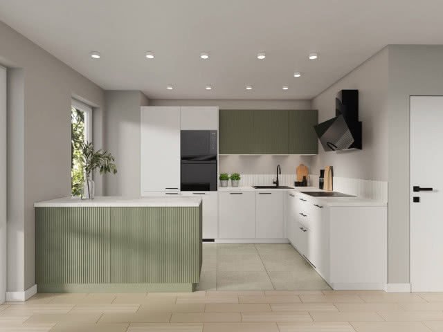 Ryflowane fronty w odcieniu szałwii, zdjęcie: materiały Agata