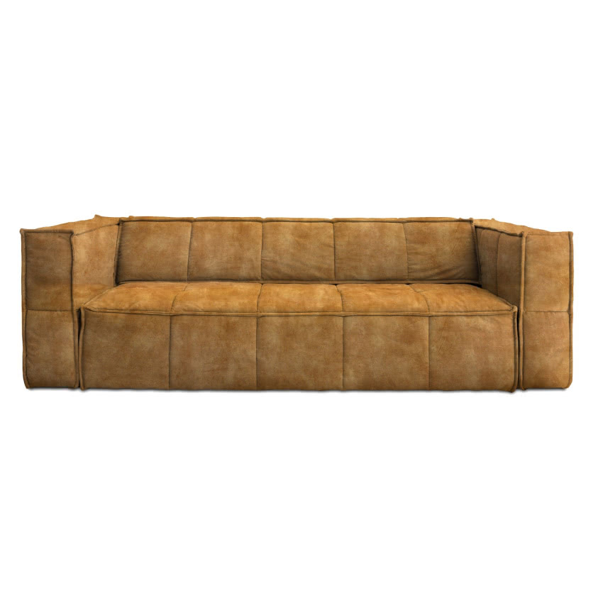 Sofa CUBE 3-osobowa, velvet musztardowa, HK...