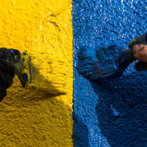 Murale w Warszawie wyrażające solidarność z Ukrainą