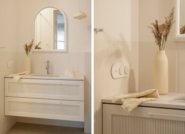 Aranżacja beżowej łazienki