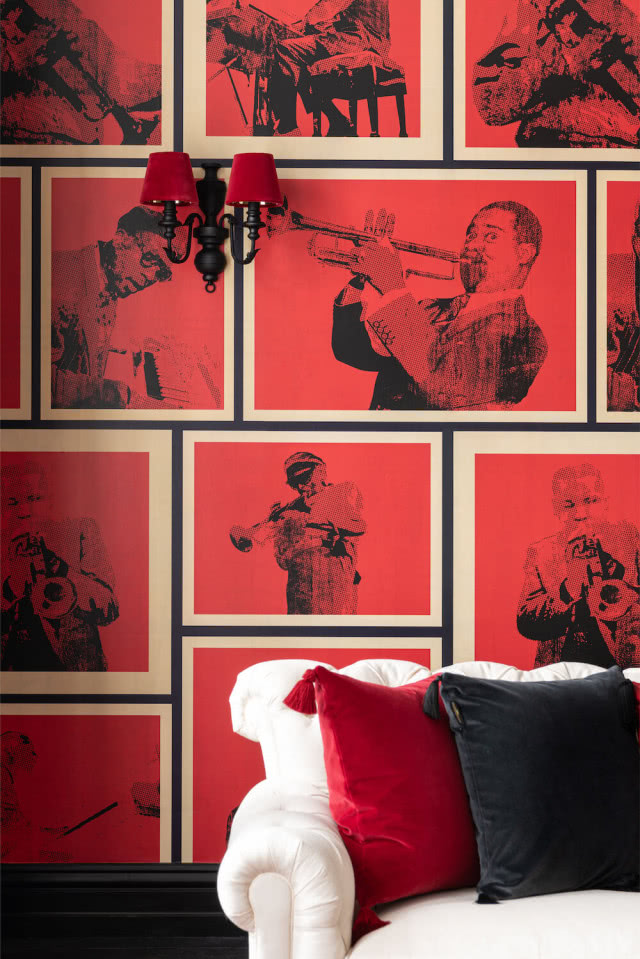 tapeta jazzman grający na trąbce