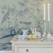 W błękitnej tonacji - tapeta ręcznie malowana na...