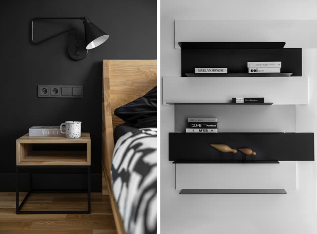 Ciemne ściany w sypialni 